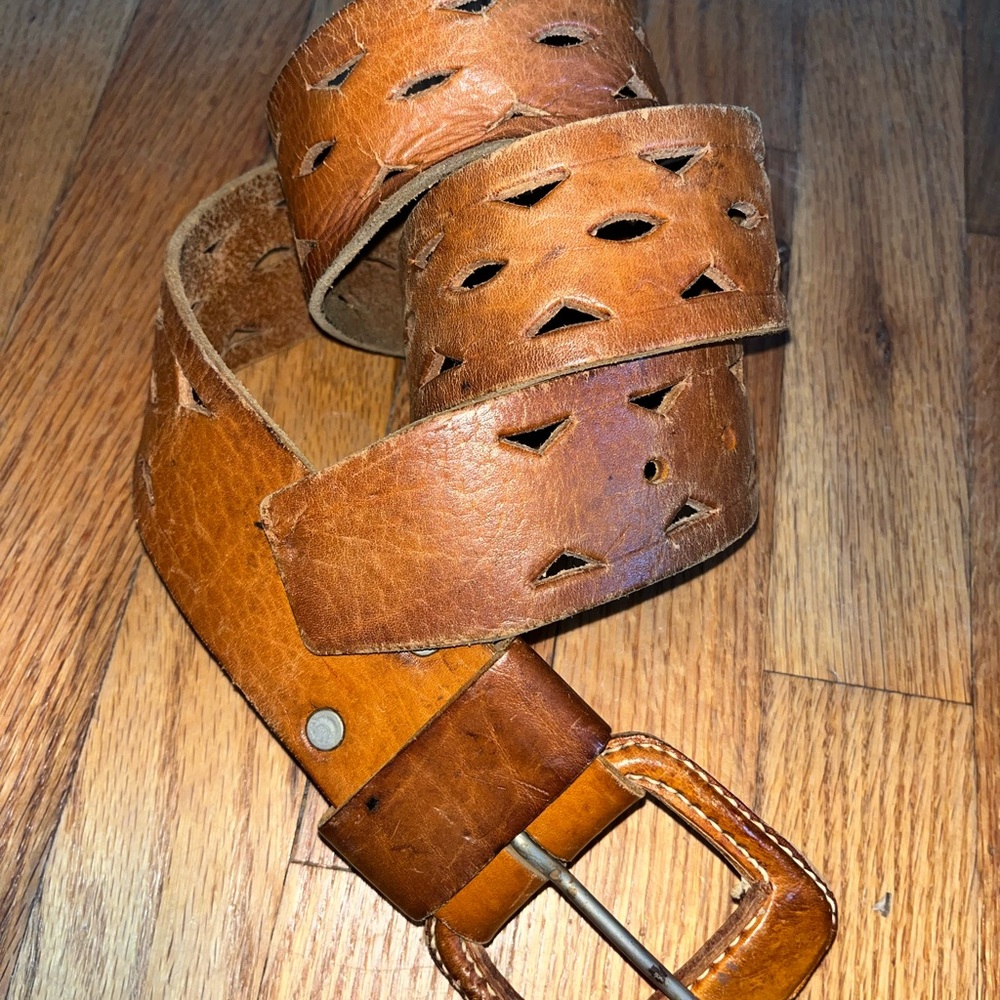Vintage leather hand crafted belt size 36, 44 inches